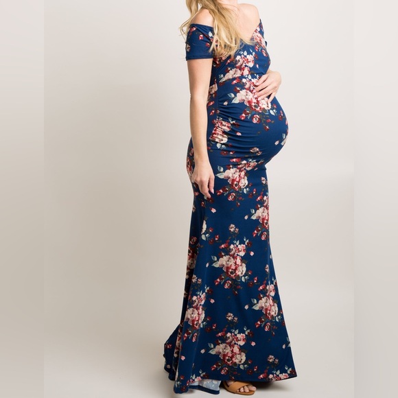 PINKBLUSH MATERNITY OFF SHOULDER FLORAL BODYCON DRESS - Picture 2 of 6